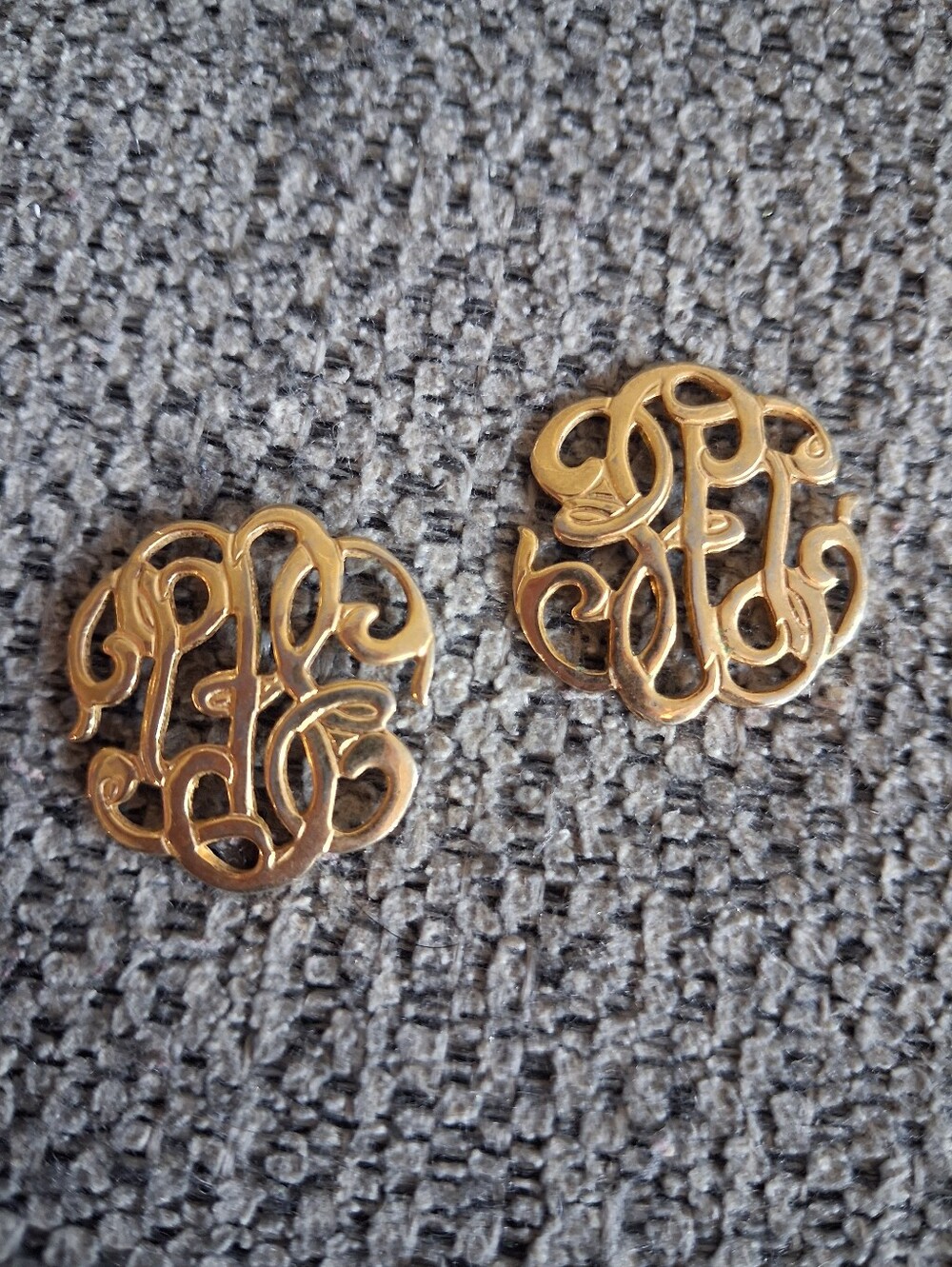 Vintage Gold-Tone Monogram  Earrings - Elegant Women Jewelry